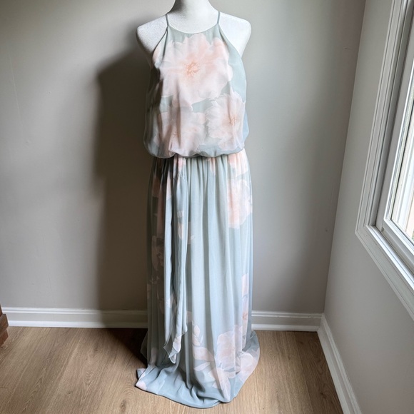 Donna Morgan Pastel Floral Maxi Halter Dress Size 10 - Picture 2 of 7